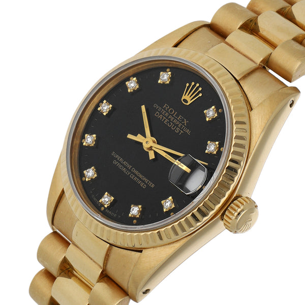Reloj Rolex para dama modelo Oyster Perpetual DateJust en oro amarillo 18 kilates.